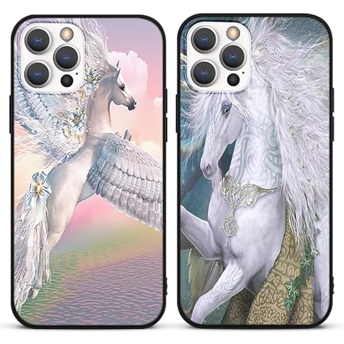 PBNDJVG [2 Stück] Handyhülle für Apple iPhone 12/12 Pro 6,1" Hülle, Schutzhülle mit Einhorn Aesthetic Motiv Frauen Mädchen Case Schwarz Silikon Stoßfest TPU Cover für iPhone 12 Pro, Animal7 von PBNDJVG