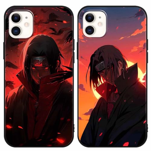 PBNDJVG 2 Stück Handyhülle für Apple iPhone 12 Mini Hülle 5.4 Zoll Anime Uchiha Itachi Sasuke Manga Muster Design Junge Case All Inklusiv Linsen Schutzhülle TPU Silikon Weich Ultra Dünn Cover, 07 von PBNDJVG