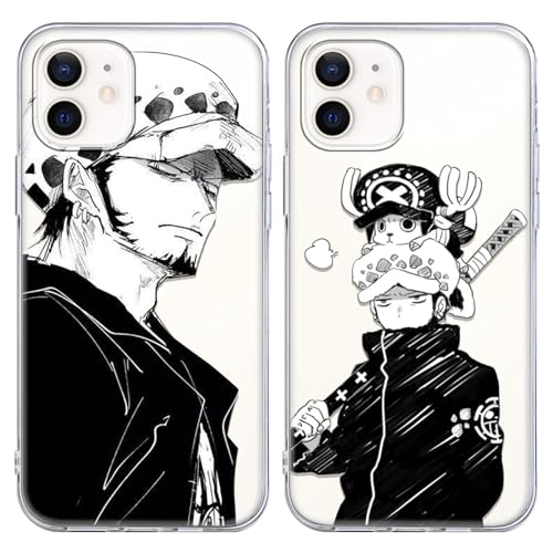 PBNDJVG 2 Stück Handyhülle für Apple iPhone 13/iPhone 14 Hülle 6.1 Zoll, Anime One Piece Law mit Motiv Designs Manga Case Schutz Schutzhülle Stoßfest TPU Weich Ultra Dünn Cover -Transparent7 von PBNDJVG