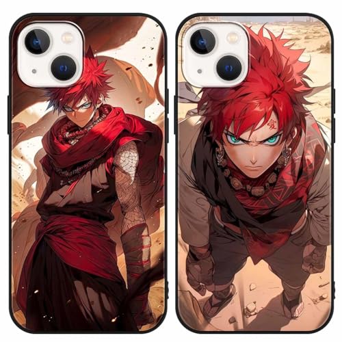 PBNDJVG 2 Stück Handyhülle für Apple iPhone 13/iPhone 14 Hülle 6.1 Zoll Anime Naruto Gaara Manga Muster Design Junge Case All Inklusiv Linsen Schutzhülle TPU Silikon Weich Ultra Dünn Cover, 05 von PBNDJVG