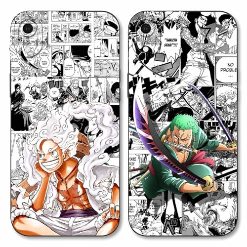 PBNDJVG 2 Stück Handyhülle für Apple iPhone XR Hülle 6.1'' Anime Luffy Zoro Gear 5 Sun God Nika Muster Design Manga Mode Case Kameraschutz Schutzhülle Stoßfest TPU Silikon Weich Ultra Dünn Schwarz2 von PBNDJVG