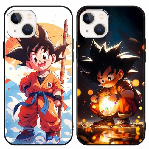 PBNDJVG 2 Stück Handyhülle für Samsung Galaxy S23 FE Hülle 6.4 Zoll, Anime Dragonball Super Z DBZ Goku Saiyan Manga Junge Muster Design Case Stoßfest Schutzhülle TPU Bumper Weich Ultra Dünn Cover, 03 von PBNDJVG