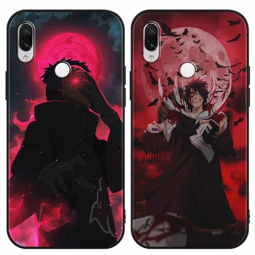 PBNDJVG 2 Stück Handyhülle für Xiaomi Redmi Note 7 Hülle 6.3 Zoll Anime Naruto Uchiha Obito Manga Muster Design Junge Case All Inklusiv Linsen Schutzhülle TPU Silikon Weich Ultra Dünn Cover, 14 von PBNDJVG