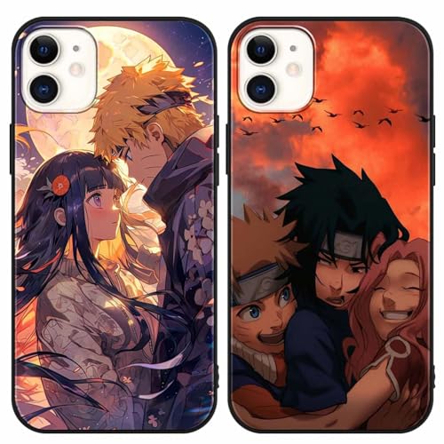 PBNDJVG 2 Stück Handyhülle für iPhone 11 Hülle 6.1 Zoll Anime Naruto Uchiha Sasuke Hinata Manga Muster Design Junge Case All Inklusiv Linsen Schutzhülle TPU Silikon Weich Ultra Dünn Cover, 04 von PBNDJVG