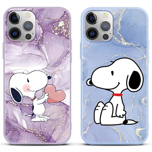 PBNDJVG [2 Stück] Marmor Schutzhülle für iPhone 11 Hülle 6,1",Weich Stoßfest TPU mit Cartoon Niedlich Anime Snoopy Muster Design Handyhülle Silikon Cover für iPhone 11,Karikatur 1 von PBNDJVG