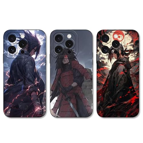 PBNDJVG 3 Stück Handyhülle für Apple iPhone 13 mini 5.4'' Anime Uchiha Sasuke Itachi Madara Manga Muster Design Junge Case All Inklusiv Linsen Schutzhülle Stoßfest TPU Silikon Ultra Dünn Case, 02 von PBNDJVG