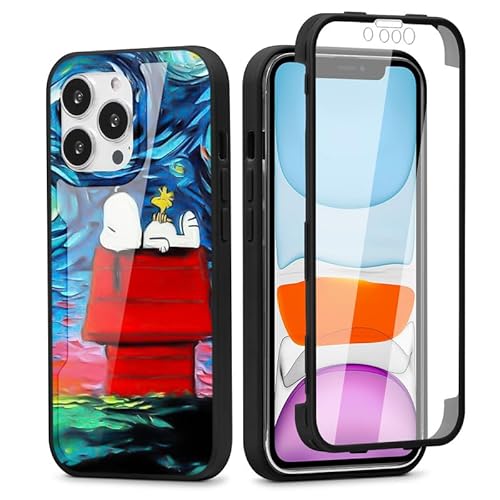 PBNDJVG 360 Grad Hülle für iPhone 12/12 Pro 6,1",Stoßfeste Handyhülle mit Eingebautem Displayschutz TPU, Snoopy Anime Muster Durchsichtige Front Und Rückenschutz Schutzhülle Silikon Cover,K2 von PBNDJVG