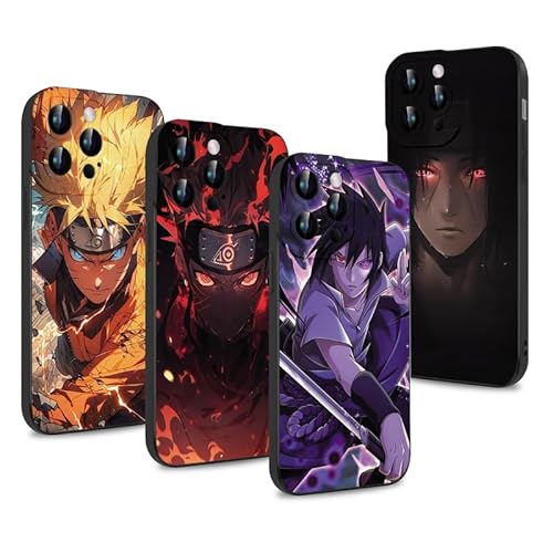 PBNDJVG 4 Stück Handyhülle für Apple iPhone 14 Plus 6.7'' Anime Naruto Uchiha Sasuke Itachi Manga Muster Design Junge Case All Inklusiv Linsen Schutzhülle Stoßfest TPU Silikon Ultra Dünn Case, 02 von PBNDJVG