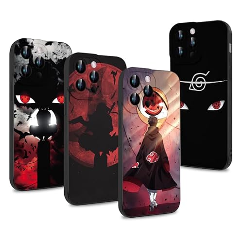 PBNDJVG 4 Stück Handyhülle für Samsung Galaxy A14 5G Hülle 6.8'' Anime Naruto Uchiha Sasuke Itachi Manga Muster Design Junge Case All Inklusiv Linsen Schutzhülle TPU Ultra Dünn Case, 01 von PBNDJVG