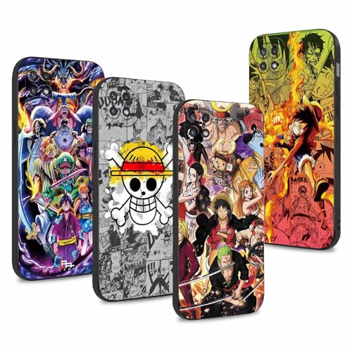 PBNDJVG 4 Stück Handyhülle für Samsung Galaxy A22 5G Hülle 6.6'' Anime Luffy Zoro Gear 5 Sun God Nika Manga Muster Design Case Kameraschutz Schutzhülle TPU Silikon Weich Ultra Dünn- 4 Pack von PBNDJVG