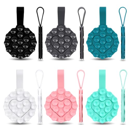 PBUSPU 6 Stück Doppelseitig Silikon Saugnapf Handyhalterung liebevoll Silikon Saugnapf Handyhalter Mehrzweck Saugnapf Verwendung für Selfies und Videos (6 Farben) von PBUSPU