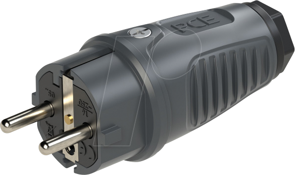 TAUR2 0522-AS - Vollgummi-Stecker Taurus2, Typ EF - CEE 7/7, anthrazit/schwarz von PC ELECTRIC