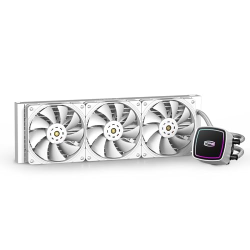 DE360 AIO Liquid Cooler, PCCOOLER Watercooling, Wasserkühler, All-in-One CPU, Multi-kompatibel, kompatibel mit Intel& AMD, 310 W TDP, Doppelpumpe, Flüssigkeitskühler, 360 mm Kühler (Weiß) von PCCOOLER