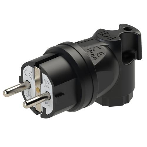 PCE 05811-s Schutzkontakt-Winkelstecker Gummi 230V Schwarz IP44 von PCE