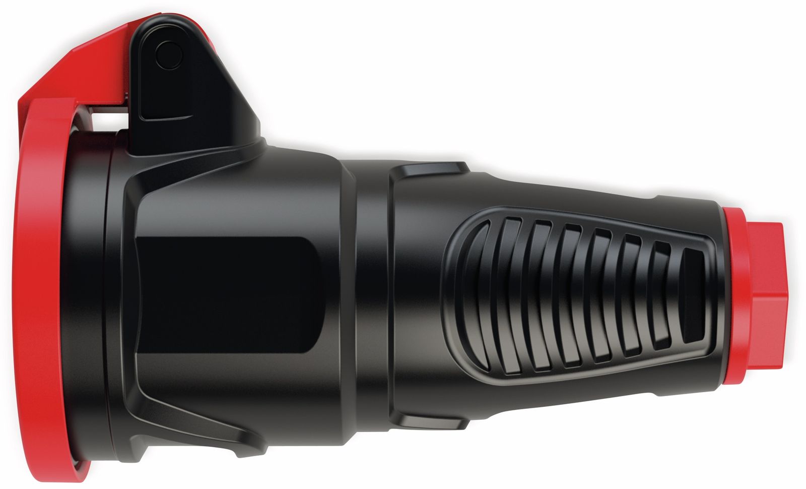 PCE Gummi-Schutzkontaktkupplung Taurus2, mit Klappdeckel, schwarz/rot von PCE