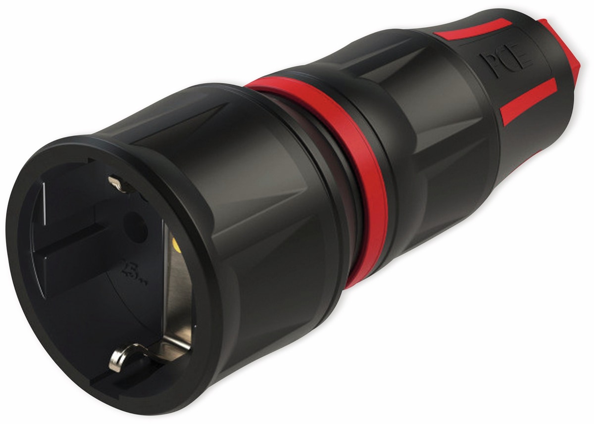 PCE Schutzkontaktkupplung TopTaurus2, schwarz/rot, mit LED PCE Schutzkontaktkupplung TopTaurus2, schwarz/rot, mit LED von PCE