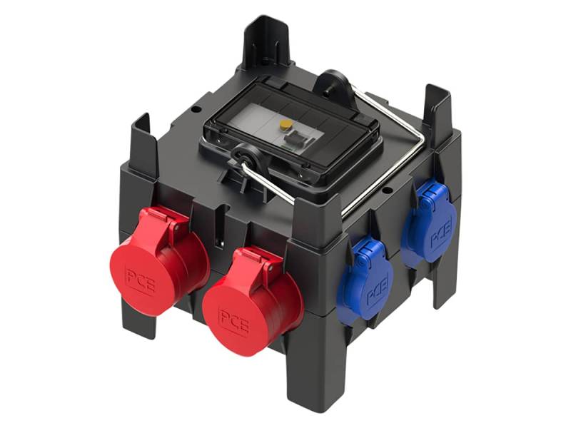 PCE Stromverteiler IMST, 2x CEE 16A, 4x SSD 16A, IP44, schwarz von PCE
