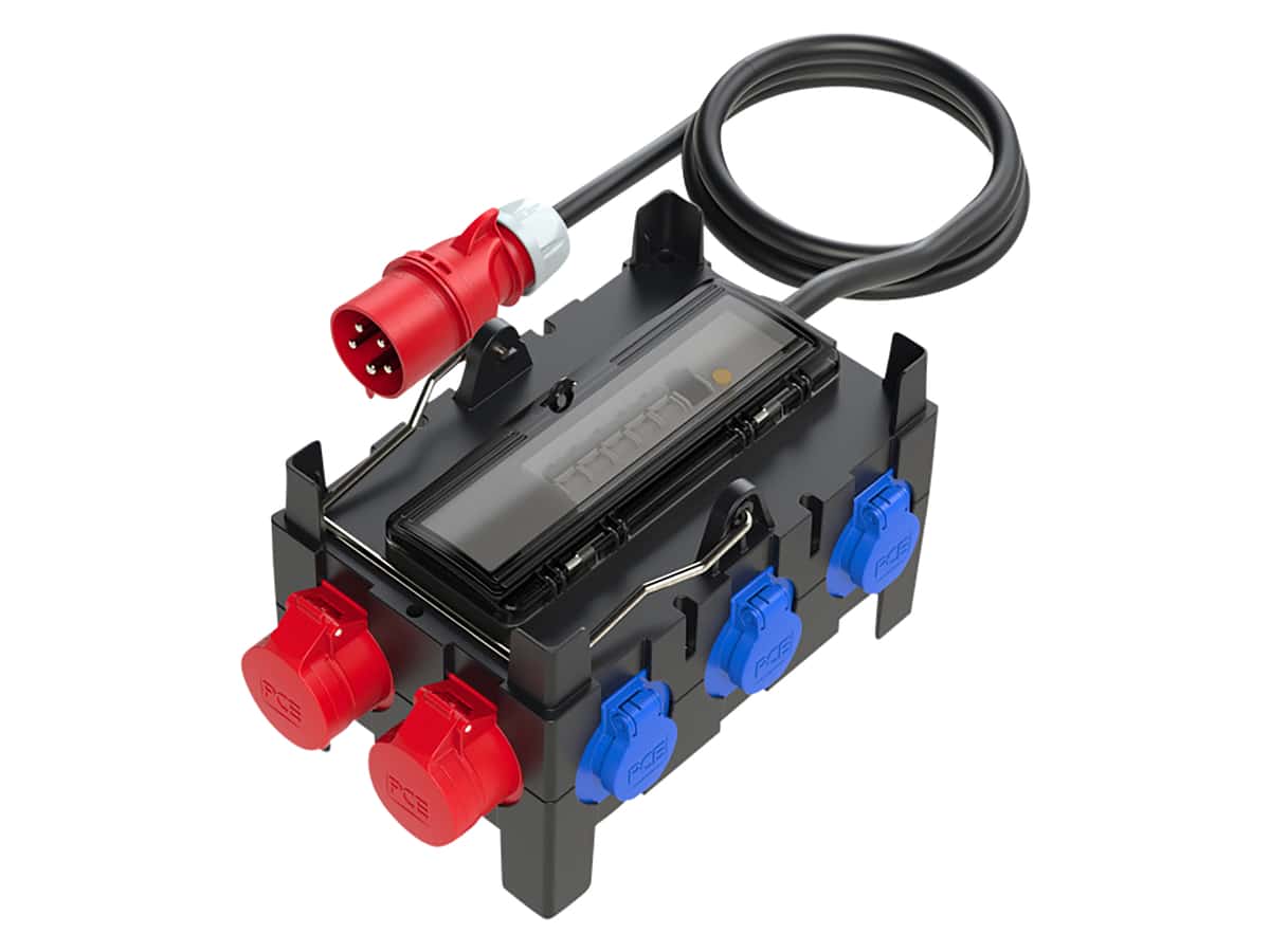 PCE Stromverteiler ISCHL, 2x CEE 16A, 4x SSD 16A, IP44, schwarz PCE Stromverteiler ISCHL, 2x CEE 16A, 4x SSD 16A, IP44, schwarz von PCE