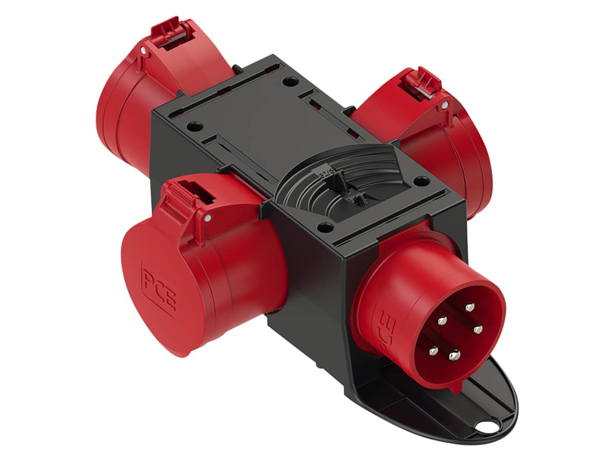 PCE Stromverteiler St. Anton 4F, 3x CEE 32A, IP44, schwarz/rot PCE Stromverteiler St. Anton 4F, 3x CEE 32A, IP44, schwarz/rot von PCE
