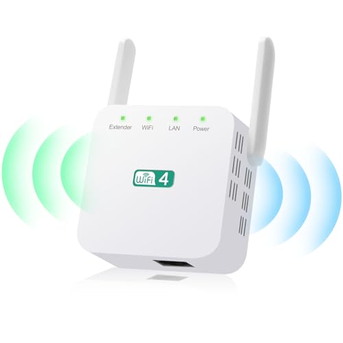 WLAN Repeater, 300Mbit/s 2.4GHz WLAN Amplifier, WiFi Extender Signal Booster with Ethernet Port and 2 Antennas, WiFi Booster Range Extender Support Repeater/AP Mode von PCERCN