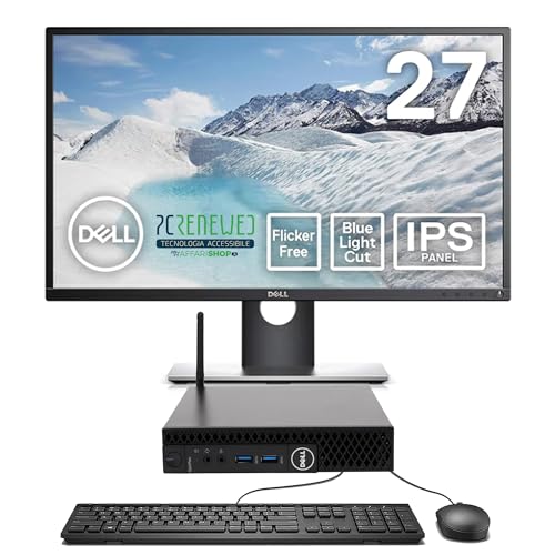Mini Desktop-PC 3060 mit Windows 11 und Office 2019, Desktop mit 24/27 Zoll Full HD Monitor, Intel i3 8100, integriertes WLAN, Tastatur und Maus (Generalüberholt) (27 Zoll) von PCRENEWED TECNOLOGIA ACCESSIBILE
