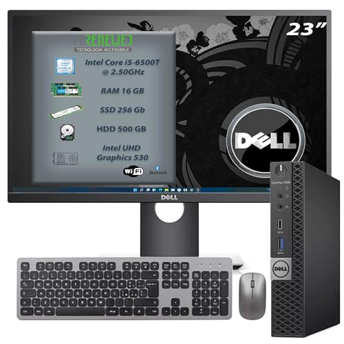 Optiplex 7050 Desktop-PC (Generalüberholt) Windows 11 Pro + Office | Intel Core i5 6500t | RAM 16 GB | SSD M.2 256 NVME + HDD 500 GB | Wifi BTH Mini Computer (24 Zoll) von PCRENEWED TECNOLOGIA ACCESSIBILE