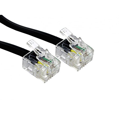 Premium ADSL/Faserkabel – Premium Qualität / vergoldete Kontaktstifte / High Speed / Router oder Modem auf RJ11 Telefonbuchse oder Mikrofilter zur Verwendung mit ADSL/FTTC/Faser (2 m, schwarz) von PCSL