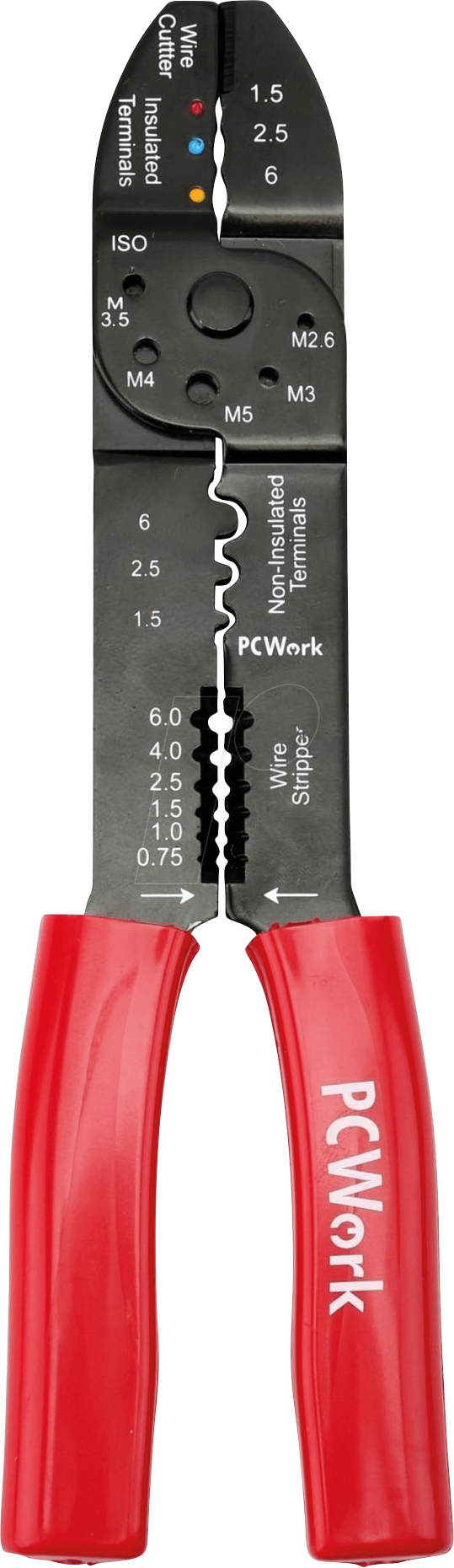 PCW 04D - Crimpzange für isolierte und unisolierte Kabelschuhe von PCWORK