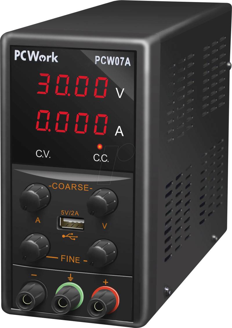 PCW 07A - Labornetzgerät, 0 - 30 V DC, 0 - 5 A, analog steuerbar von PCWORK