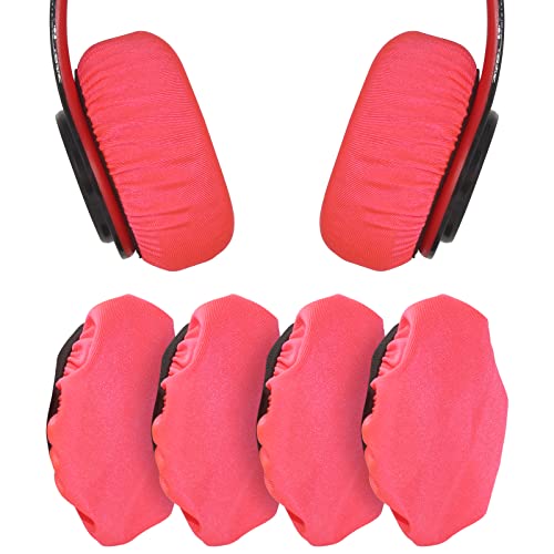 2 Paar Kopfhörer-Ohrschutzhüllen, PChero-Stoff, Ohrpolster-Schutzhülle mit dehnbarem und waschbarem Tuch für kabellose Kopfhörer (passend für 8,9 cm - 10,9 cm, Rosa) von PChero