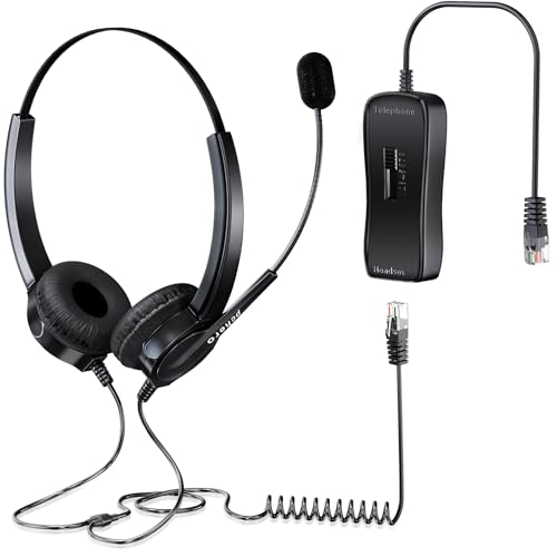 PChero Regelmäßige Ausflüge Phones Headset, Hands-Free Noise Cancelling Corded Binaural Headset Call Center Kopfhörer mit 4-Pin RJ9 Kristall HEA PChero Regelmäßige Ausflüge Phones Headset, Hands-Free Noise Cancelling Corded Binaural Headset Call Center Kopfhörer mit 4-Pin RJ9 Kristall HEA von PChero