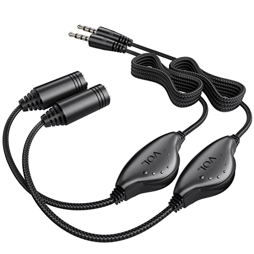 PChero TRRS Kopfhörer-Verlängerungskabel mit Mikrofon-Unterstützung und Lautstärkeregler, Nylon-Geflochtenes 0,3 cm (1/8 Zoll) Buchse 4-polig auf Stecker, AUX-Audiokabel, 2 Stück von PChero