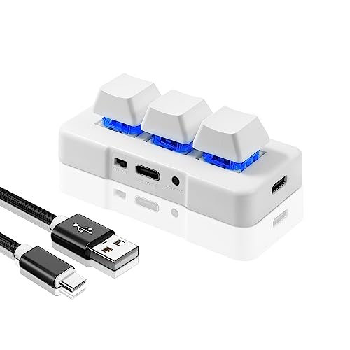 PCsensor Mini-Tastatur mit 3 Tasten, USB Typ C, kabelgebunden, mechanische Gaming-Tastatur, Hot-Key-Programm, mit RGB-LED für Gaming-OSU Büroarbeit von PCsensor