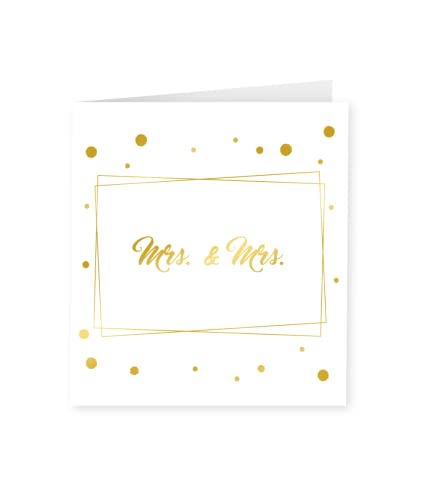 PD-Party 7028045 Frohe Hochzeit Tag Papier Grüßen Karte - Mrs. & Mrs., Gold/Weiß, 15cm Länge x 15cm Breite x 0.5cm Höhe von PD-Party