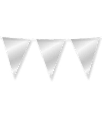 PD-Party 7031066 Foil Bunting | Vereiteln Wimpelkette, Doppelseitig, Dreieckig, Partei Dekoration Flaggen, Silber, 1000cm Länge x 30cm Breite x 0.1cm Höhe von PD-Party