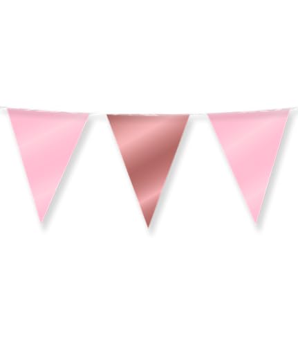 PD-Party 7031073 Foil Bunting | Vereiteln Wimpelkette, Doppelseitig, Dreieckig, Partei Dekoration Flaggen, Rosa/Rose Gold, 1000cm Länge x 30cm Breite x 0.1cm Höhe PD-Party 7031073 Foil Bunting | Vereiteln Wimpelkette, Doppelseitig, Dreieckig, Partei Dekoration Flaggen, Rosa/Rose Gold, 1000cm Länge x 30cm Breite x 0.1cm Höhe von PD-Party