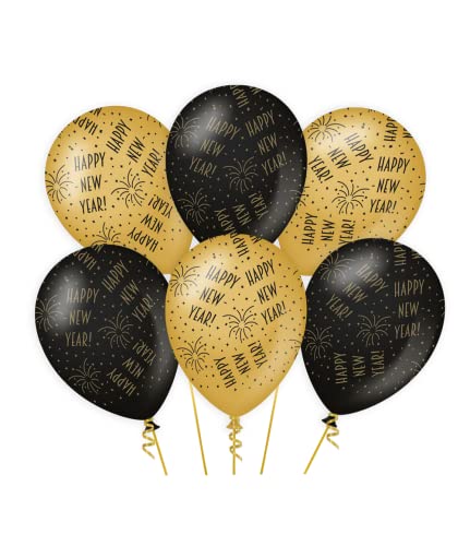 PD-Party 7031402 Classy Party Luftballons | Natürliche Rubber (Latex) | Geburtstag Feier Partei Dekoration - Happy New Year, Packung von 6, 30cm Länge x 30cm Breite x 30cm Höhe von PD-Party