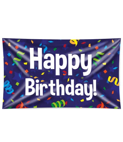 PD-Party 7036134 XXL Flagge | Party Banner | Festliche Feier | Partei Dekoration - Happy Birthday, 150cm Länge x 90cm Breite x 0.1cm Höhe von PD-Party