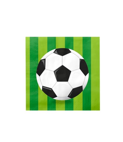 PD-Party: 16 Stück Fußball Servietten - Party Deko für Geburtstage und Parties - Perfekt für jeden Kindergeburtstag - Liebevolle Fußball Geburtstag Deko für Jungen - Fußball Geburtstag - 16x16 cm von PD-Party
