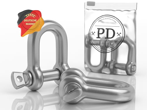 PD® Schäkel Edelstahl 5mm | D Ring Schekel aus Edelstahl A4 | Rostfreie Bogen Schäkel Hochfest | Edelstahl Schäkel Set für Abschleppseil, Schaukel Befestigung & mehr | Schraubschäkel D Form | 5 Stück von PD