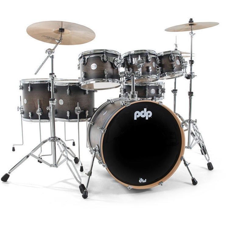 PDP Drums PD808486 Concept Maple Satin Charcoal Burst 7-Piece Drum Kit von PDP Drums