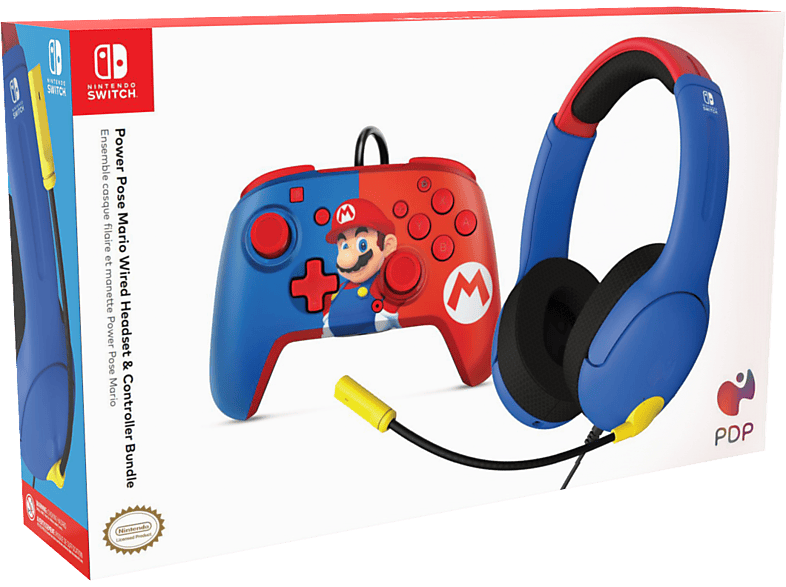 PDP LLC 500-230-MAR MARIO BUNDLE, Over-ear Gaming Headset + Controller Mehrfarbig von PDP LLC