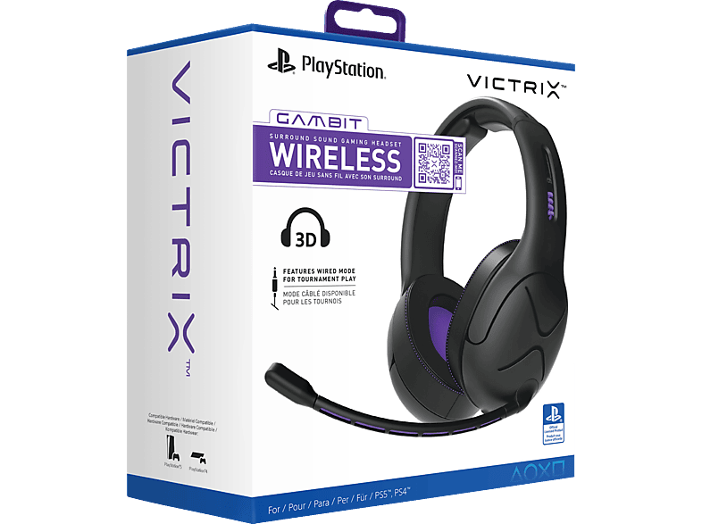 PDP LLC Victrix Gambit für PS5/PS5 Gaming Headset Schwarz/Lila von PDP LLC