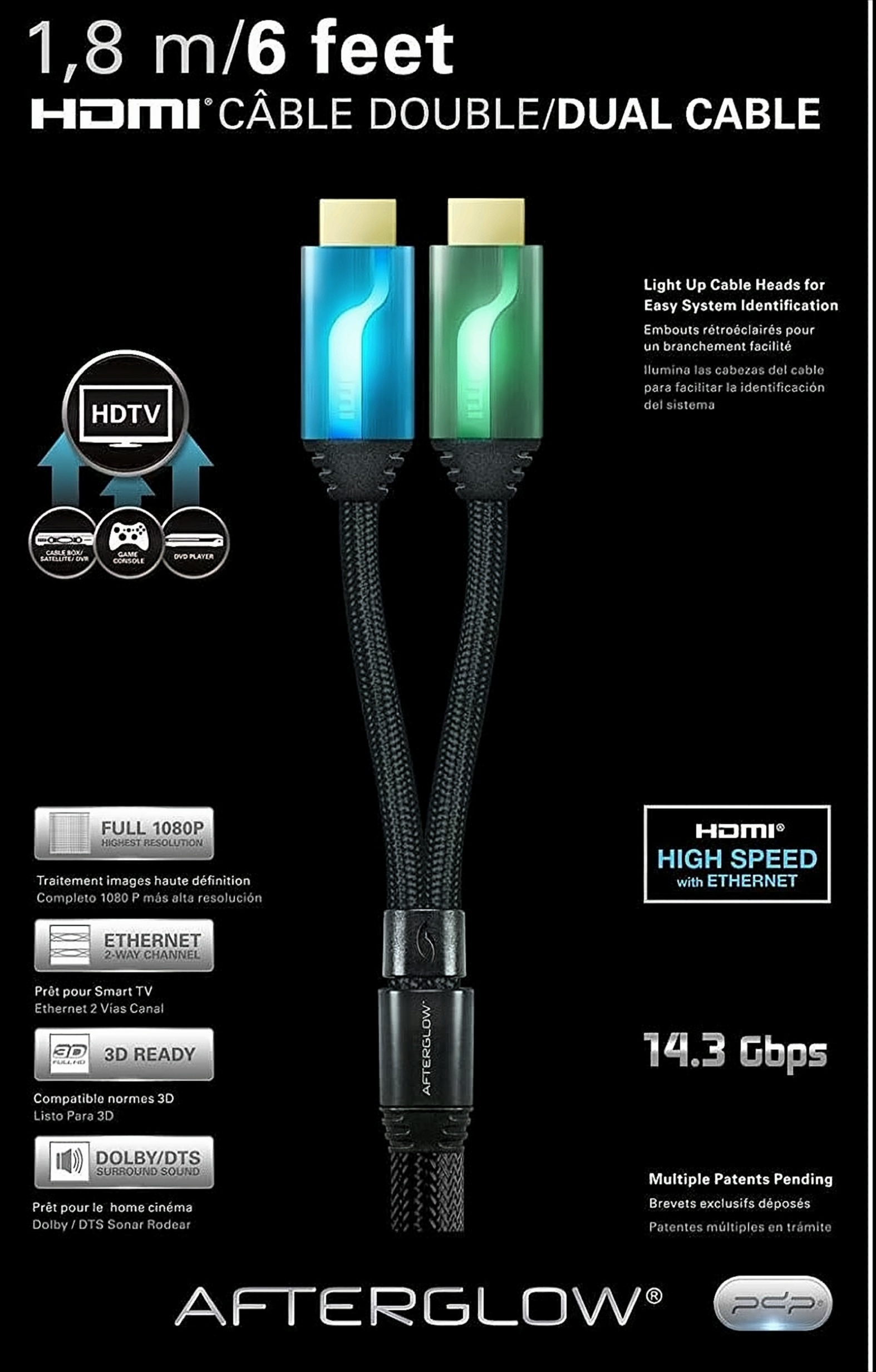 Afterglow HDMI Kabel 1,8m 2 Stk in Blau und Gruen von PDP