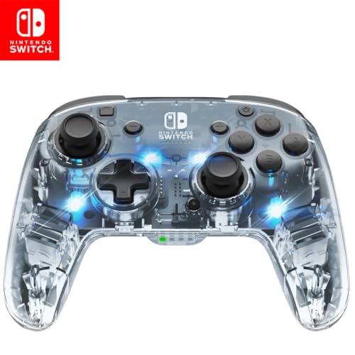 Afterglow LED drahtlos Deluxe Gaming Controller - Lizenziert durch Nintendo für Switch and OLED - RGB Hue Color Lights - See through Gamepad Controller - Paddle Buttons von PDP