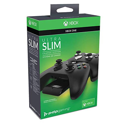 PDP Gaming Dual Ultra Slim Charge System für Xbox One, Magnetic laden Station für Two Wireless Xbox Controllers, Cinematic Lights mit Auto-Dim, Offiziell lizenziert von Microsoft UK PLUG von PDP