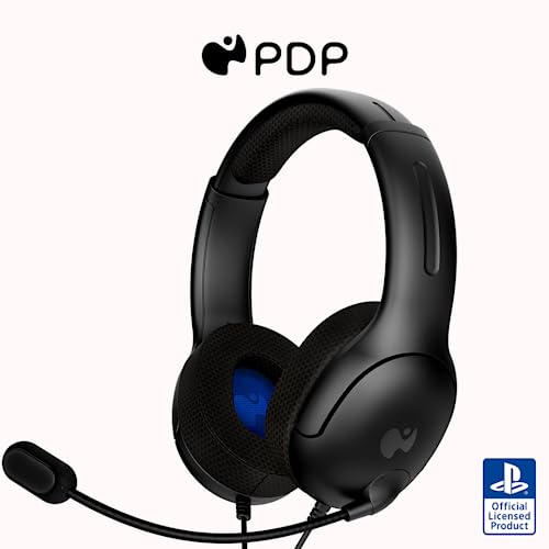 PDP Gaming LVL40 Stereo Kopfhörer mit Mic für PlayStation, PS4, PS5 - PC, iPad, Mac, Laptop Compatible - Noise Cancelling Microphone, Lightweight, Soft Komfort On Ear Kopfhörer, 3.5 mm Jack - Schwarz von PDP