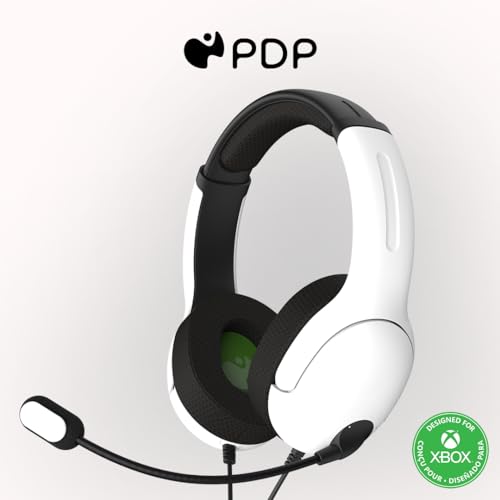 PDP Gaming LVL40 Stereo Kopfhörer mit Mic für Xbox One, Series X|S - PC, iPad, Mac, Laptop Compatible - Noise Cancelling Microphone, Lightweight, Soft Komfort Kopfhörer, 3.5 mm Jack - weiß von PDP