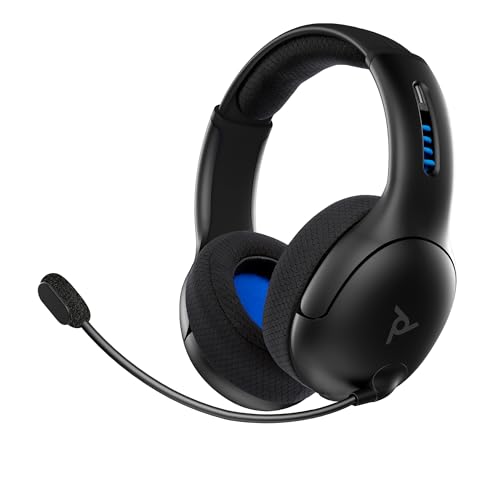 PDP Gaming LVL50 drahtlos Kopfhörer mit Mic für or PlayStation, PS4, PS5 - PC, Laptop Compatible - Noise Cancelling Microphone, Bass Boost, Lightweight, Soft Komfort Over Ear Kopfhörer - Schwarz von PDP