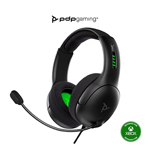 PDP Gaming LVL50 verkabelt Kopfhörer mit Mic für Xbox One, Series X|S - PC, iPad, Mac, Laptop Compatible - Geräuschunterdrückung Mikrofon, Bass Boost, Soft Comfürt Over Ear Headphones - schwarz von PDP